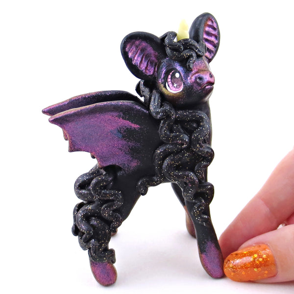 Pink/Purple Color-Shift Baticorn Figurine - Polymer Clay Halloween Collection