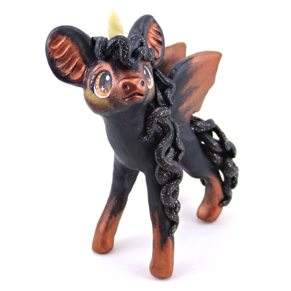 Copper/Orange Baticorn Figurine - Polymer Clay Halloween Collection