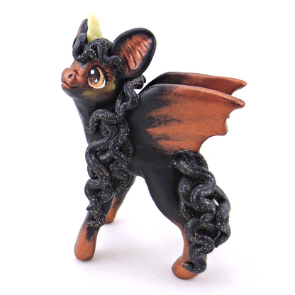 Copper/Orange Baticorn Figurine - Polymer Clay Halloween Collection