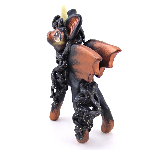 Copper/Orange Baticorn Figurine - Polymer Clay Halloween Collection