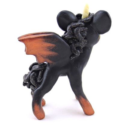 Copper/Orange Baticorn Figurine - Polymer Clay Halloween Collection