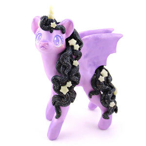 Lavender Baticorn with Star Mane Figurine - Polymer Clay Halloween Collection