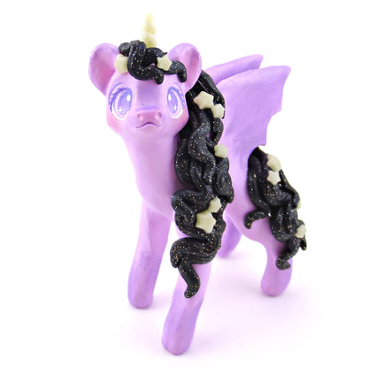 Lavender Baticorn with Star Mane Figurine - Polymer Clay Halloween Collection