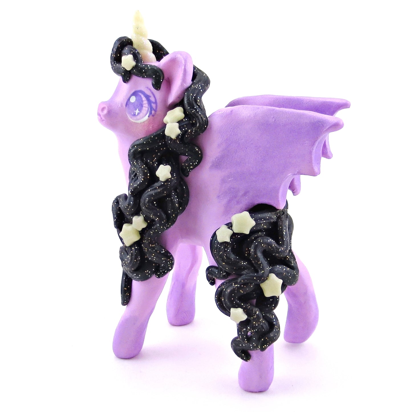 Lavender Baticorn with Star Mane Figurine - Polymer Clay Halloween Collection