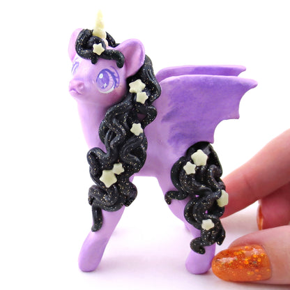 Lavender Baticorn with Star Mane Figurine - Polymer Clay Halloween Collection