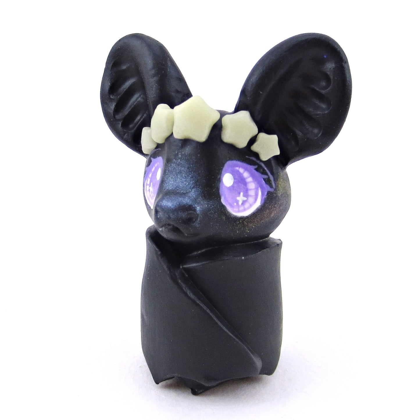 Star Crown Bat Figurine - Polymer Clay Halloween Collection