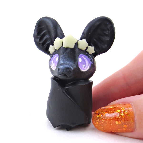 Star Crown Bat Figurine - Polymer Clay Halloween Collection