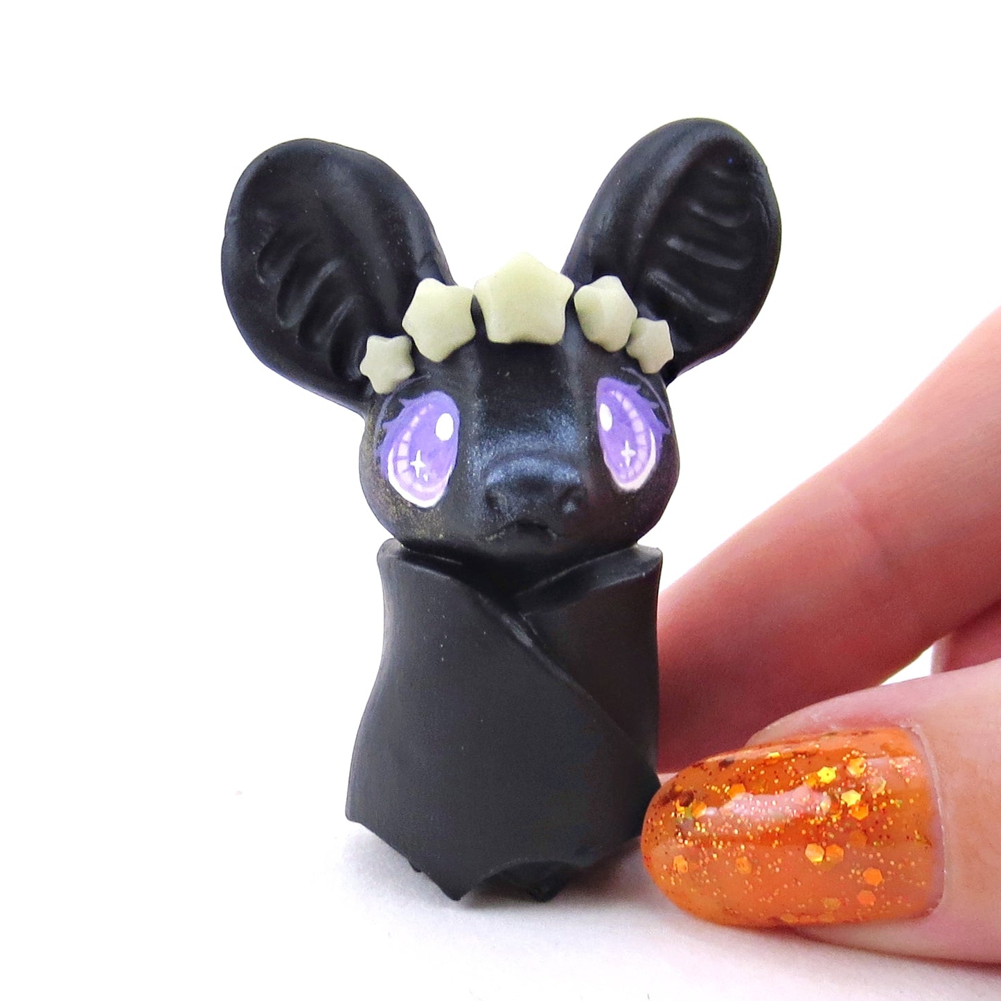 Star Crown Bat Figurine - Polymer Clay Halloween Collection