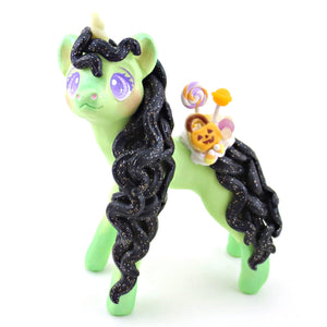 Green Halloween Dessert Unicorn Figurine - Polymer Clay Halloween Collection