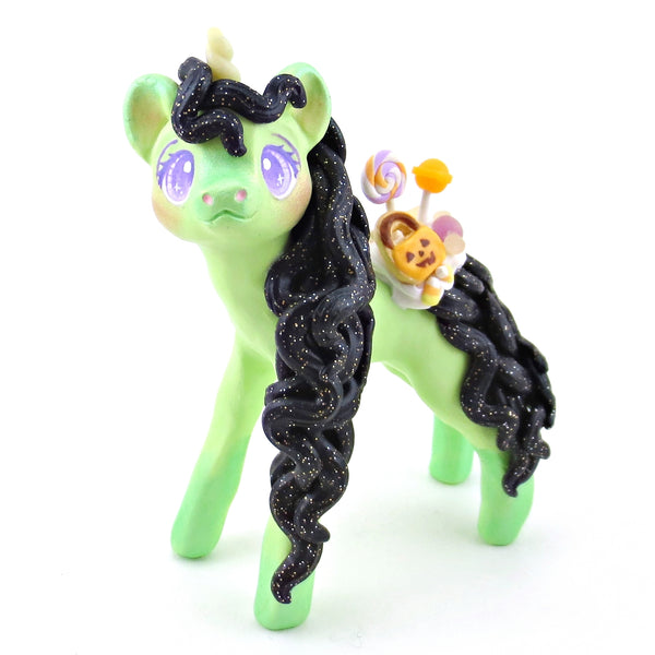 Green Halloween Dessert Unicorn Figurine - Polymer Clay Halloween Collection