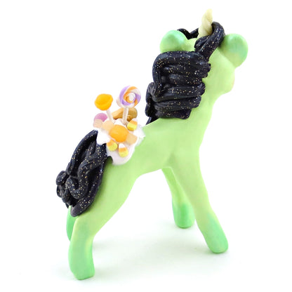 Green Halloween Dessert Unicorn Figurine - Polymer Clay Halloween Collection