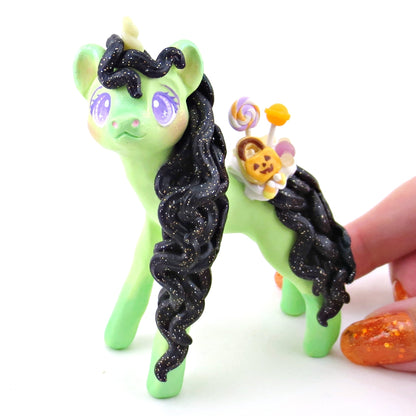 Green Halloween Dessert Unicorn Figurine - Polymer Clay Halloween Collection