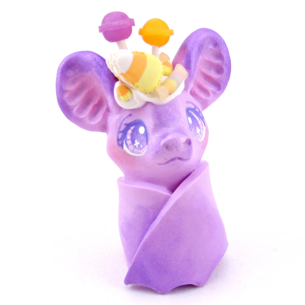 Purple Halloween Dessert Bat Figurine - Polymer Clay Halloween Collection