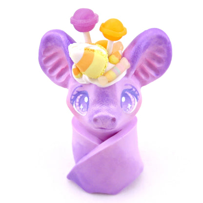 Purple Halloween Dessert Bat Figurine - Polymer Clay Halloween Collection