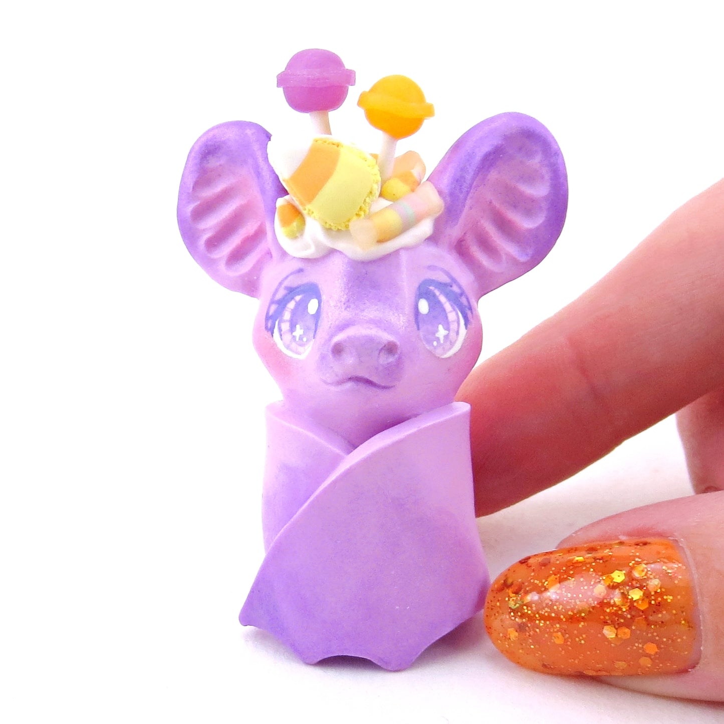 Purple Halloween Dessert Bat Figurine - Polymer Clay Halloween Collection