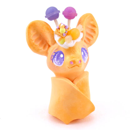 Orange Halloween Dessert Bat Figurine - Polymer Clay Halloween Collection