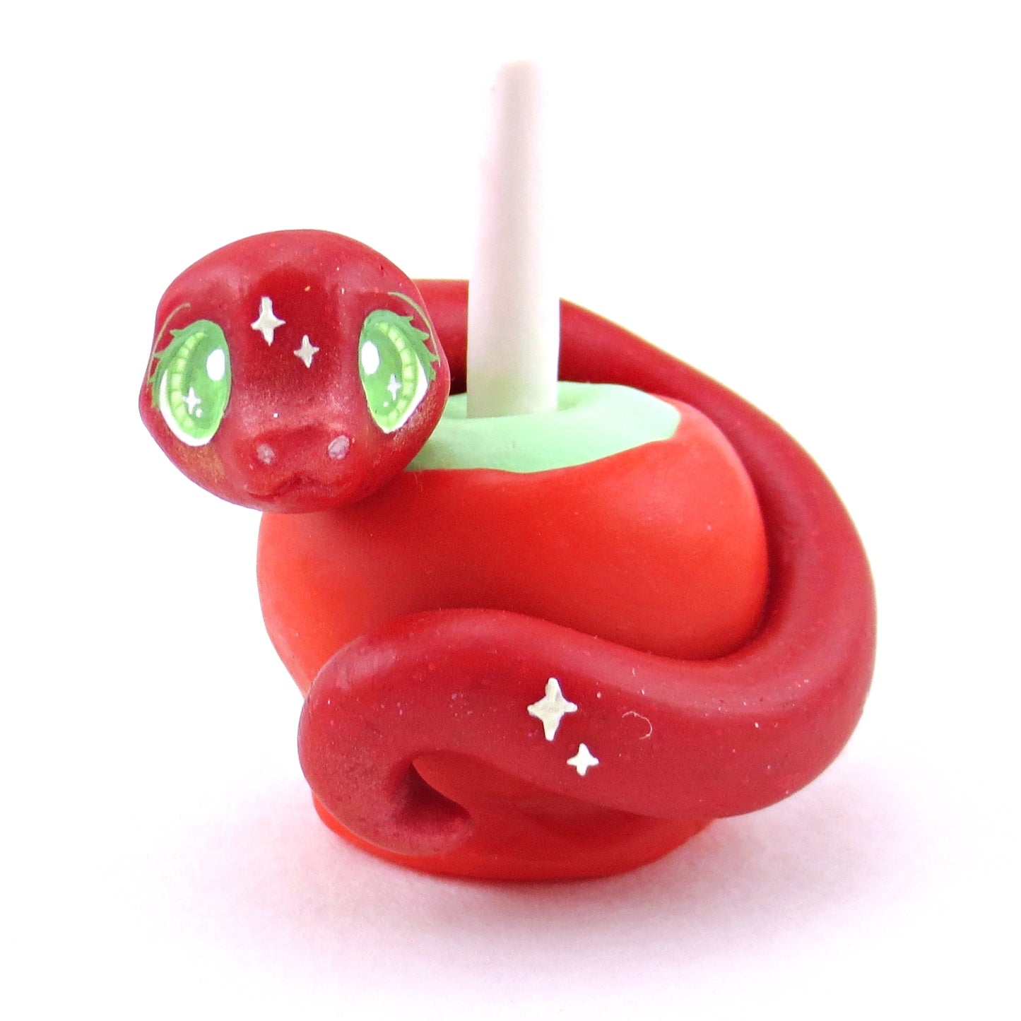 Candy Apple Snake Figurine - Polymer Clay Halloween Collection