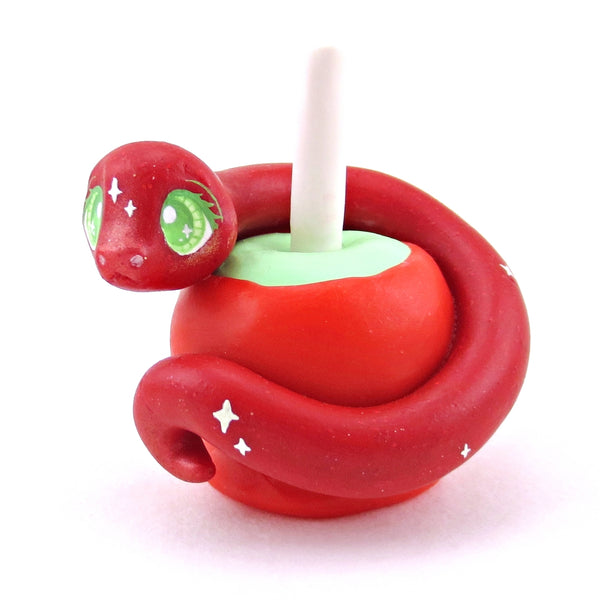 Candy Apple Snake Figurine - Polymer Clay Halloween Collection