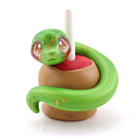 Caramel Apple Snake Figurine - Polymer Clay Halloween Collection