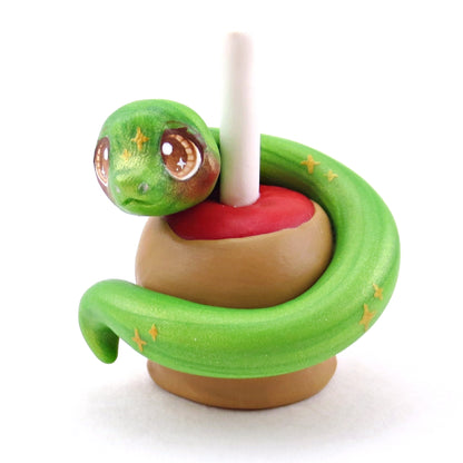 Caramel Apple Snake Figurine - Polymer Clay Halloween Collection