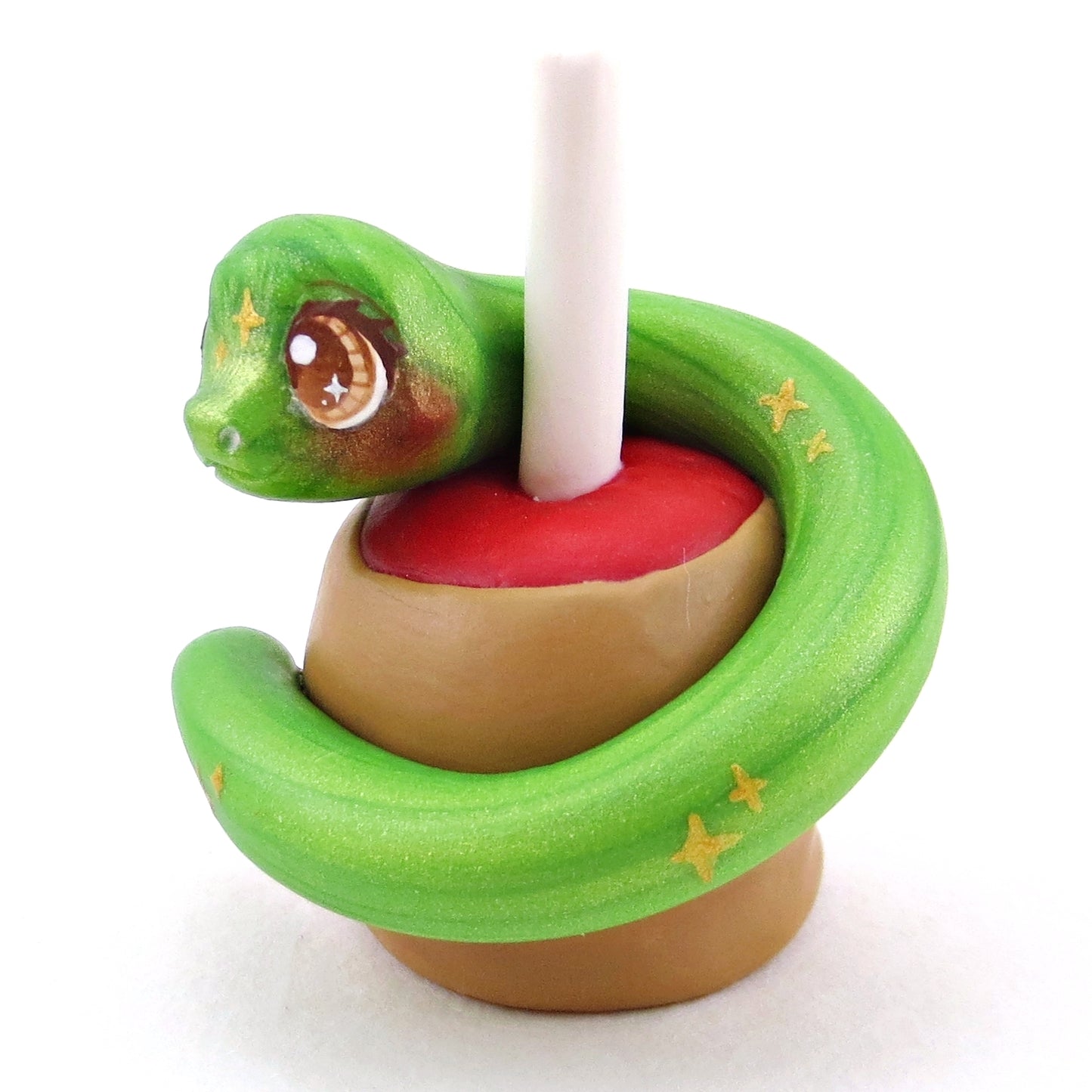 Caramel Apple Snake Figurine - Polymer Clay Halloween Collection