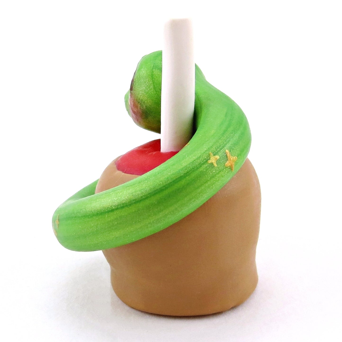 Caramel Apple Snake Figurine - Polymer Clay Halloween Collection