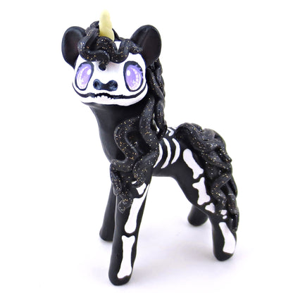 Skeleton Unicorn Figurine - Polymer Clay Halloween Collection