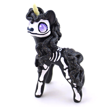 Skeleton Unicorn Figurine - Polymer Clay Halloween Collection