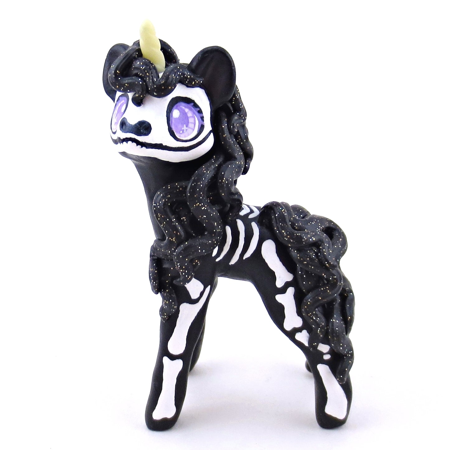 Skeleton Unicorn Figurine - Polymer Clay Halloween Collection