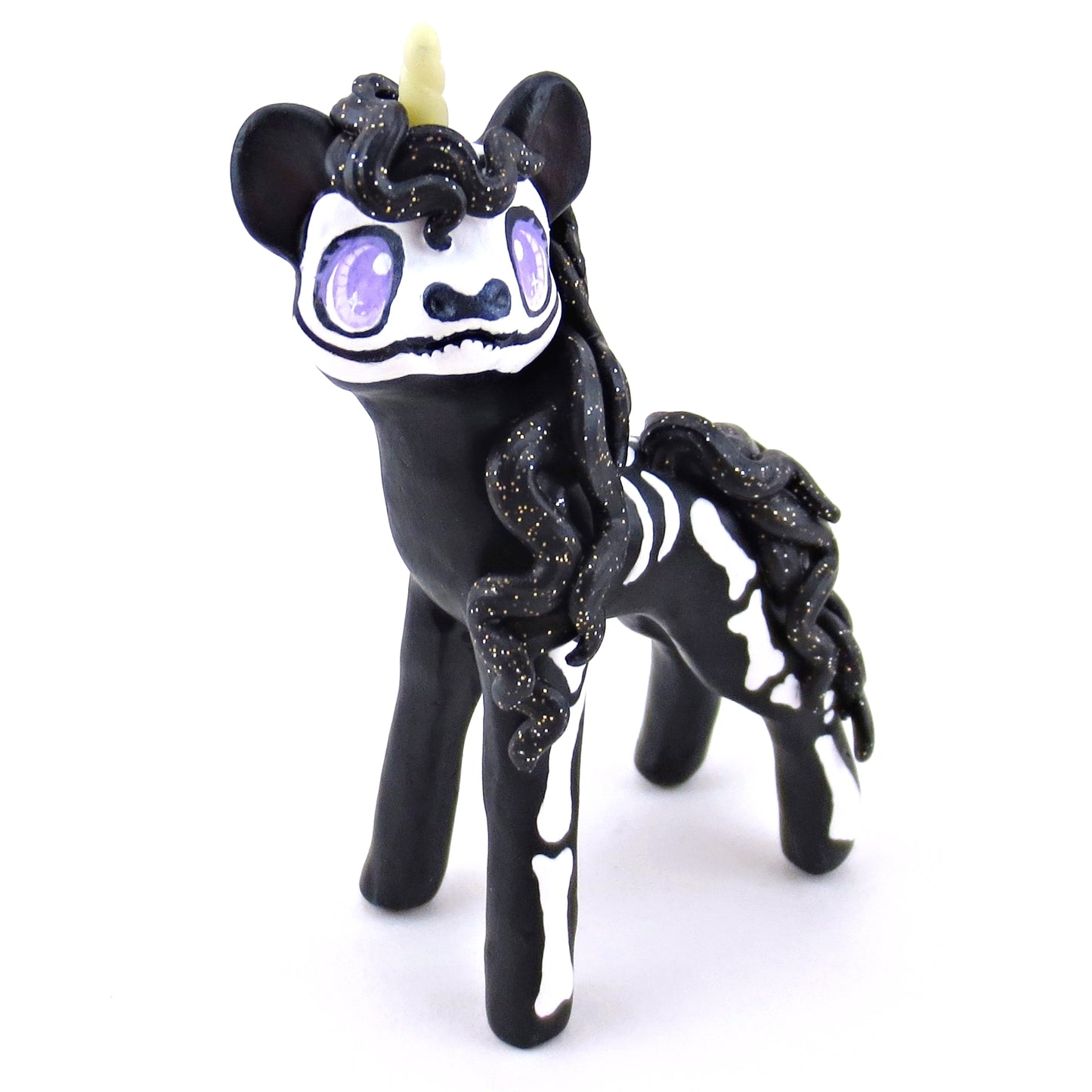 Skeleton Unicorn Figurine - Polymer Clay Halloween Collection