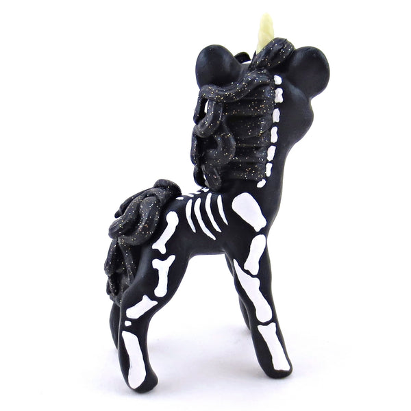 Skeleton Unicorn Figurine - Polymer Clay Halloween Collection