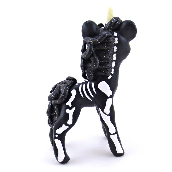 Skeleton Unicorn Figurine - Polymer Clay Halloween Collection