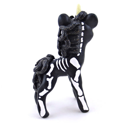 Skeleton Unicorn Figurine - Polymer Clay Halloween Collection