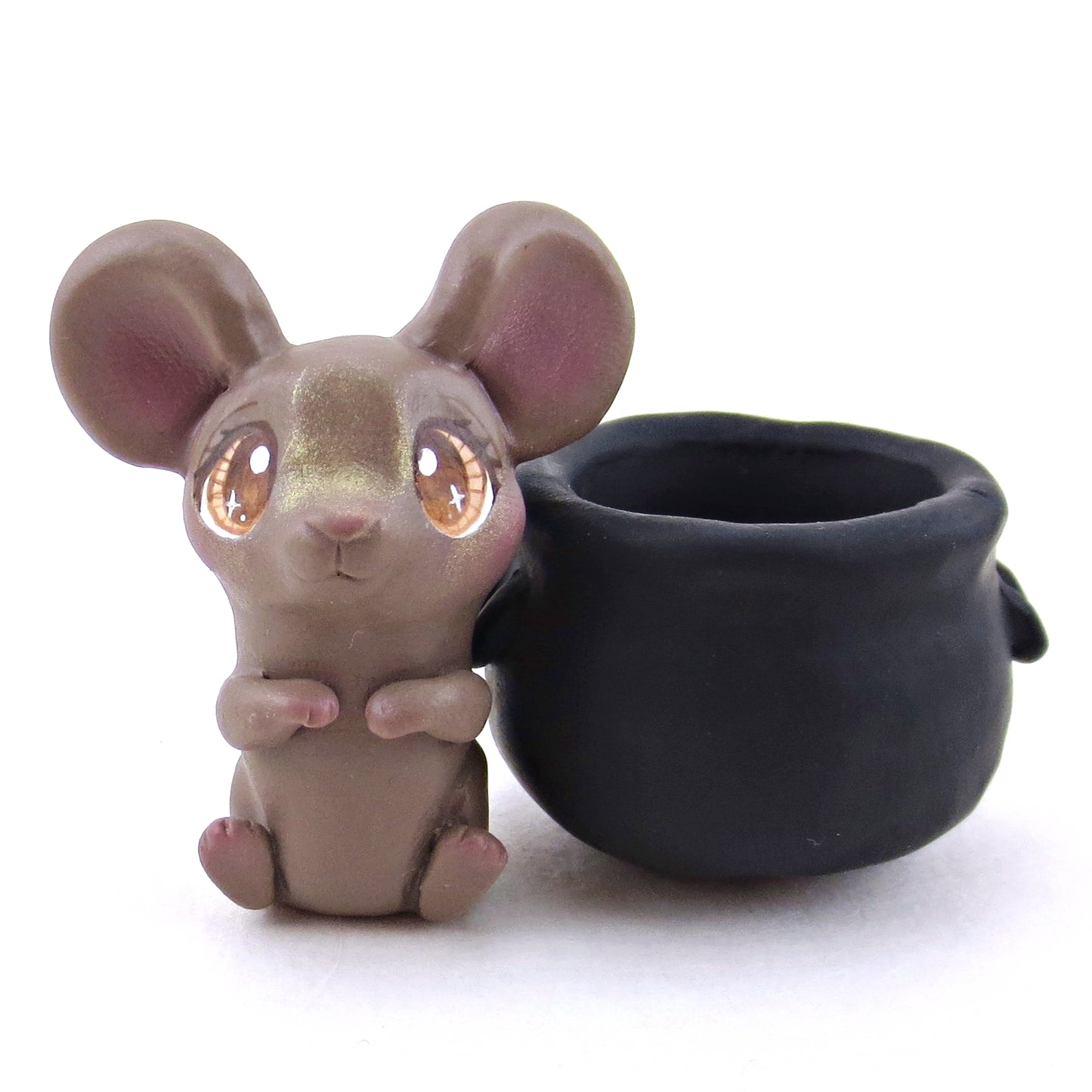 Mouse in Cauldron Familiar Figurine - Polymer Clay Halloween Collection