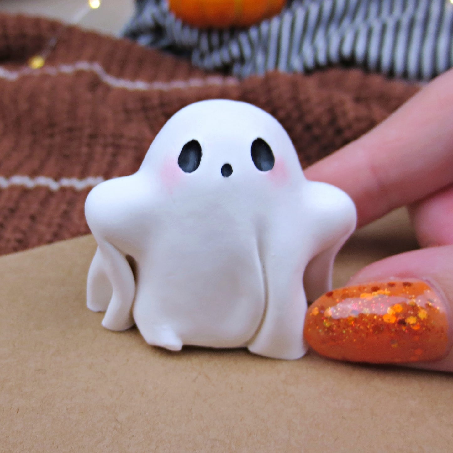 Lil Flowy Ghostie Figurine - Polymer Clay Halloween Collection