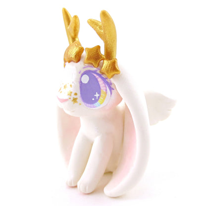 Golden Star Crown Jackalope Wolpertinger Figurine - Polymer Clay Animals