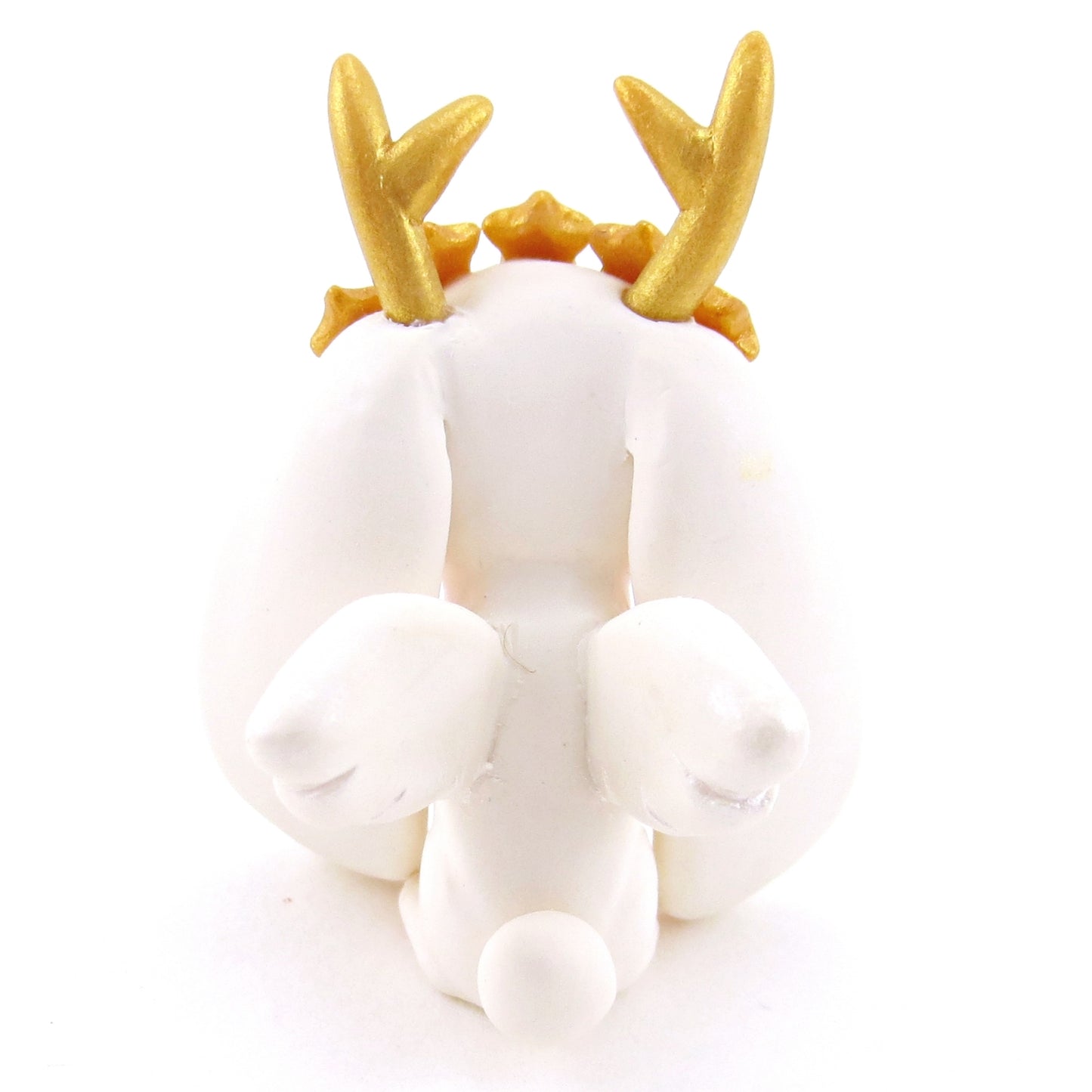 Golden Star Crown Jackalope Wolpertinger Figurine - Polymer Clay Animals