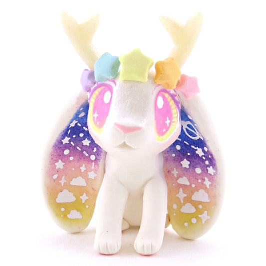 Galaxy Ears Jackalope Wolpertinger Figurine - Polymer Clay Animals