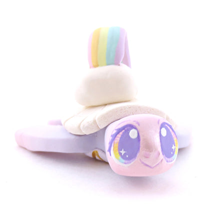 Rainbow and Cloud Turtle Figurine - Polymer Clay Animals