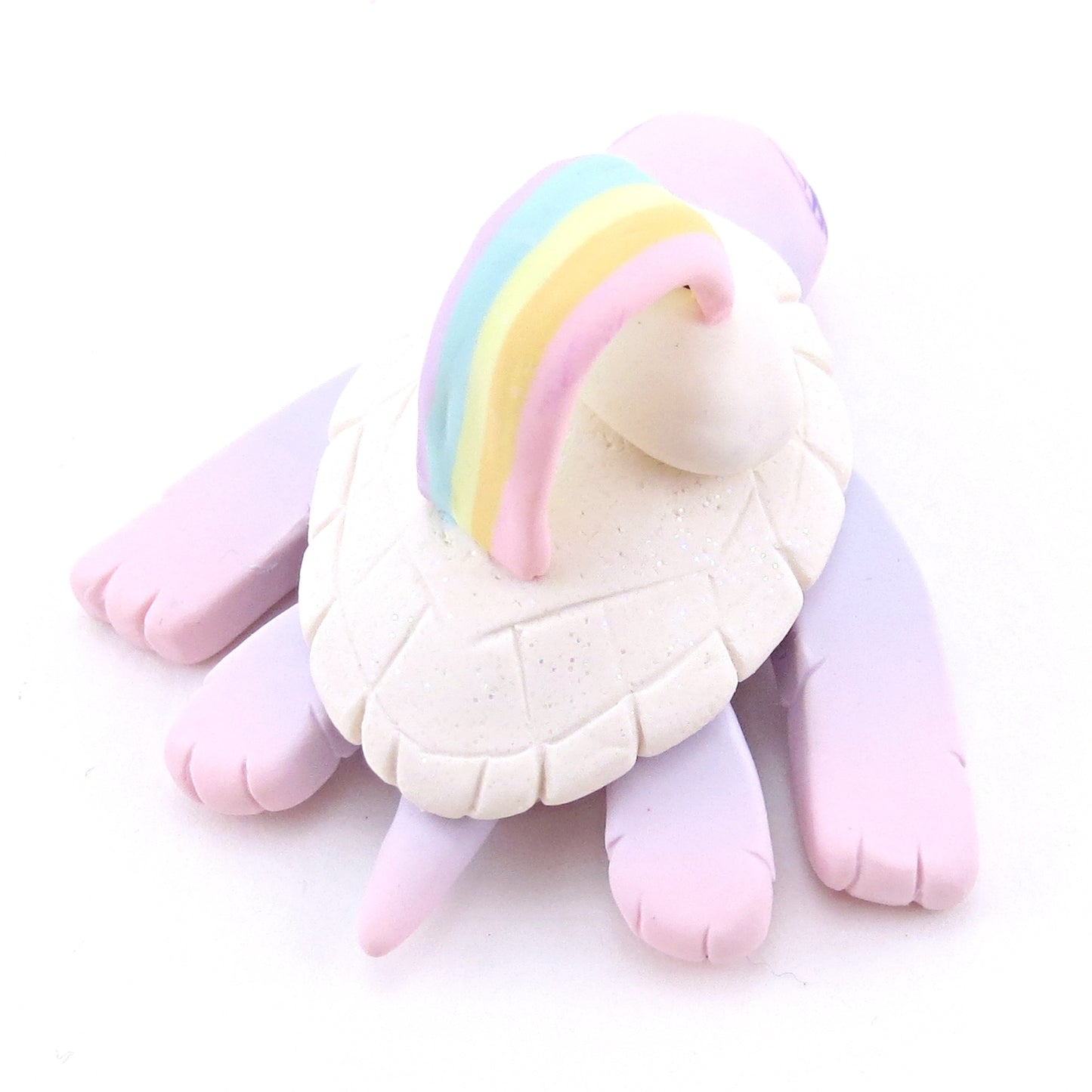 Rainbow and Cloud Turtle Figurine - Polymer Clay Animals