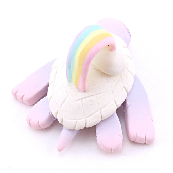 Rainbow and Cloud Turtle Figurine - Polymer Clay Animals