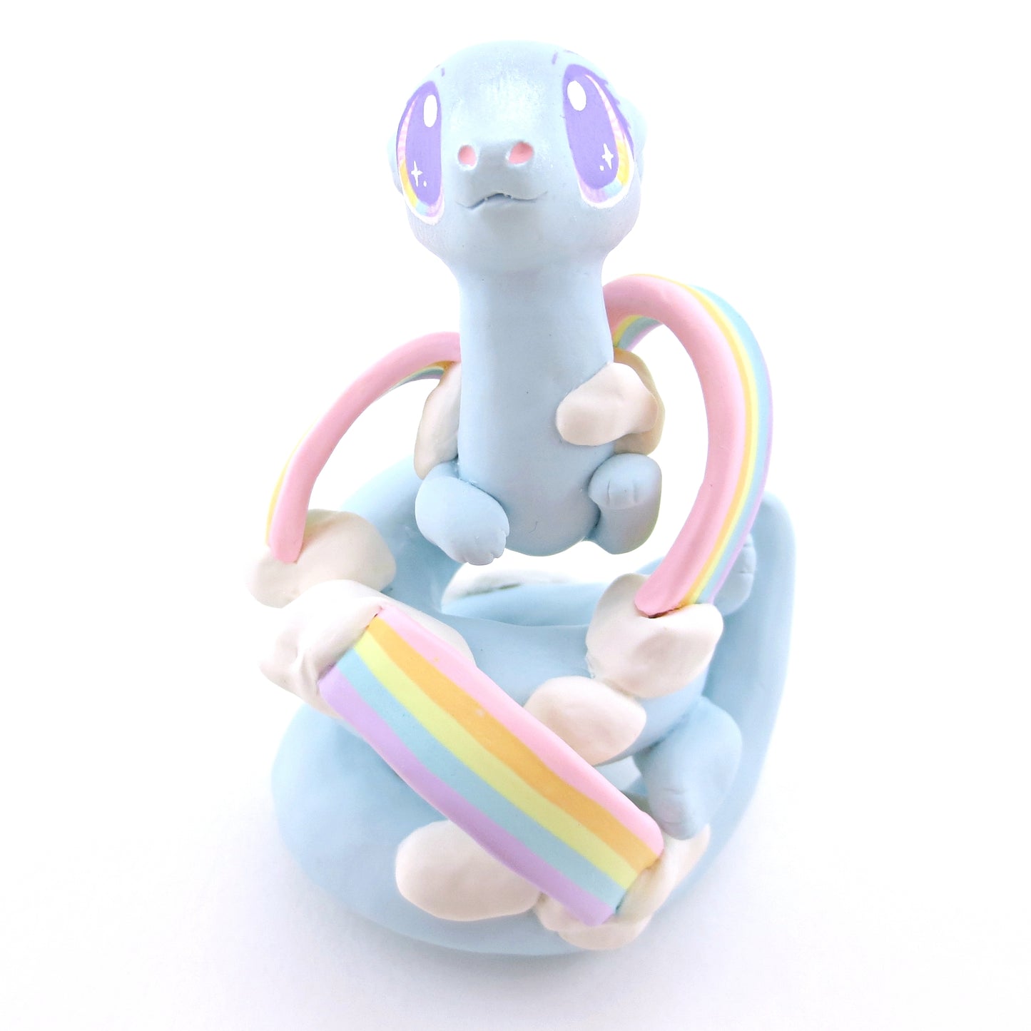 "Rainbow Dreamer" Cloud Noodle Dragon Figurine - Polymer Clay Animals