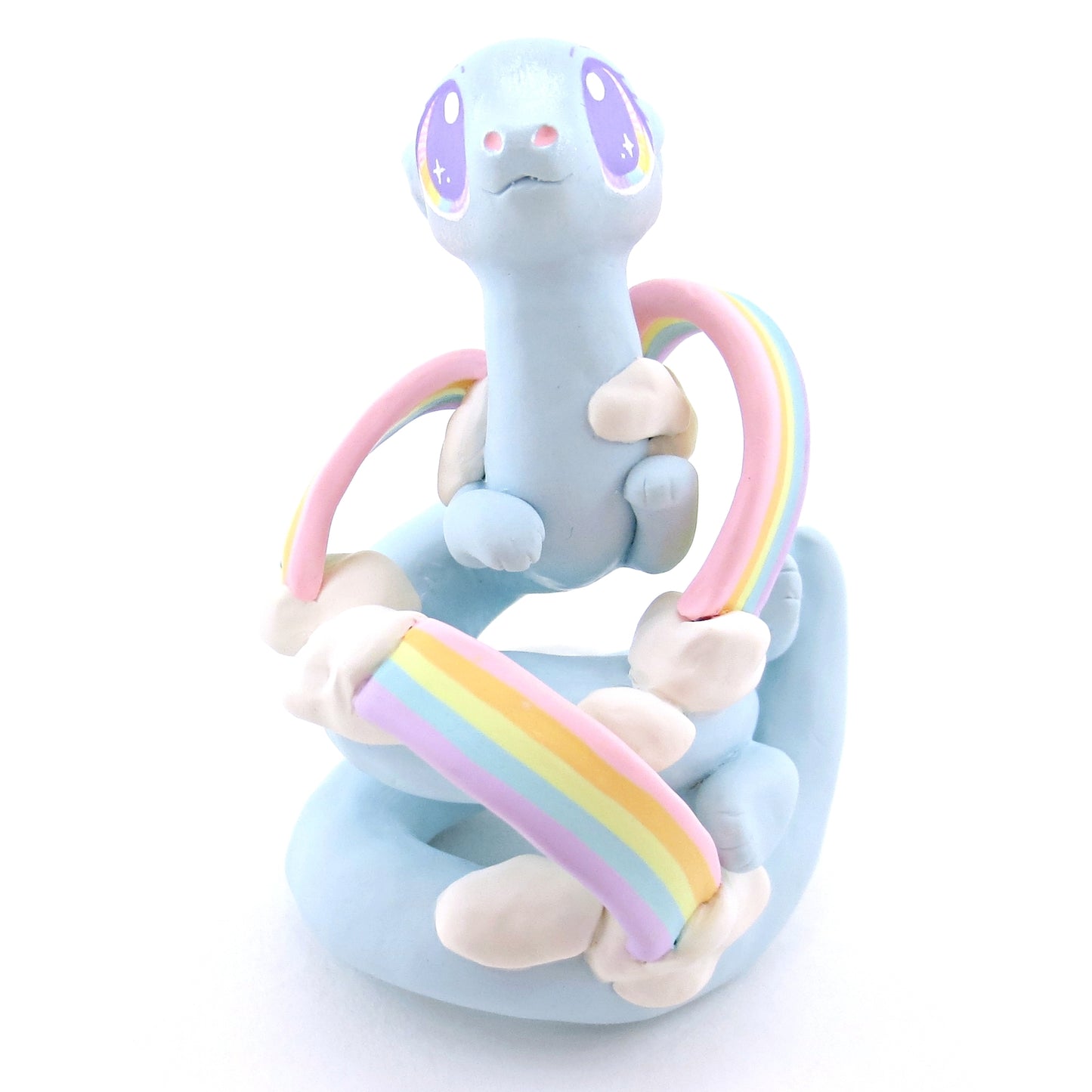 "Rainbow Dreamer" Cloud Noodle Dragon Figurine - Polymer Clay Animals