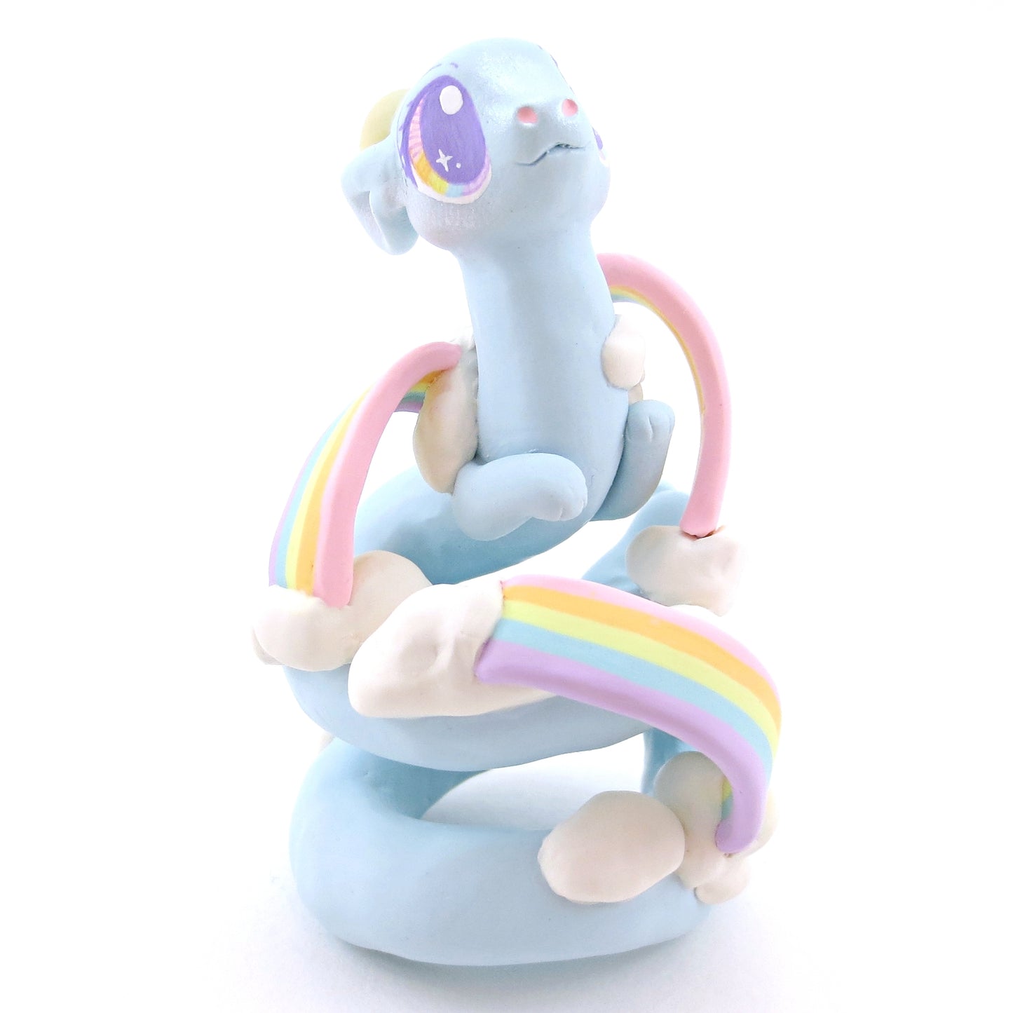 "Rainbow Dreamer" Cloud Noodle Dragon Figurine - Polymer Clay Animals