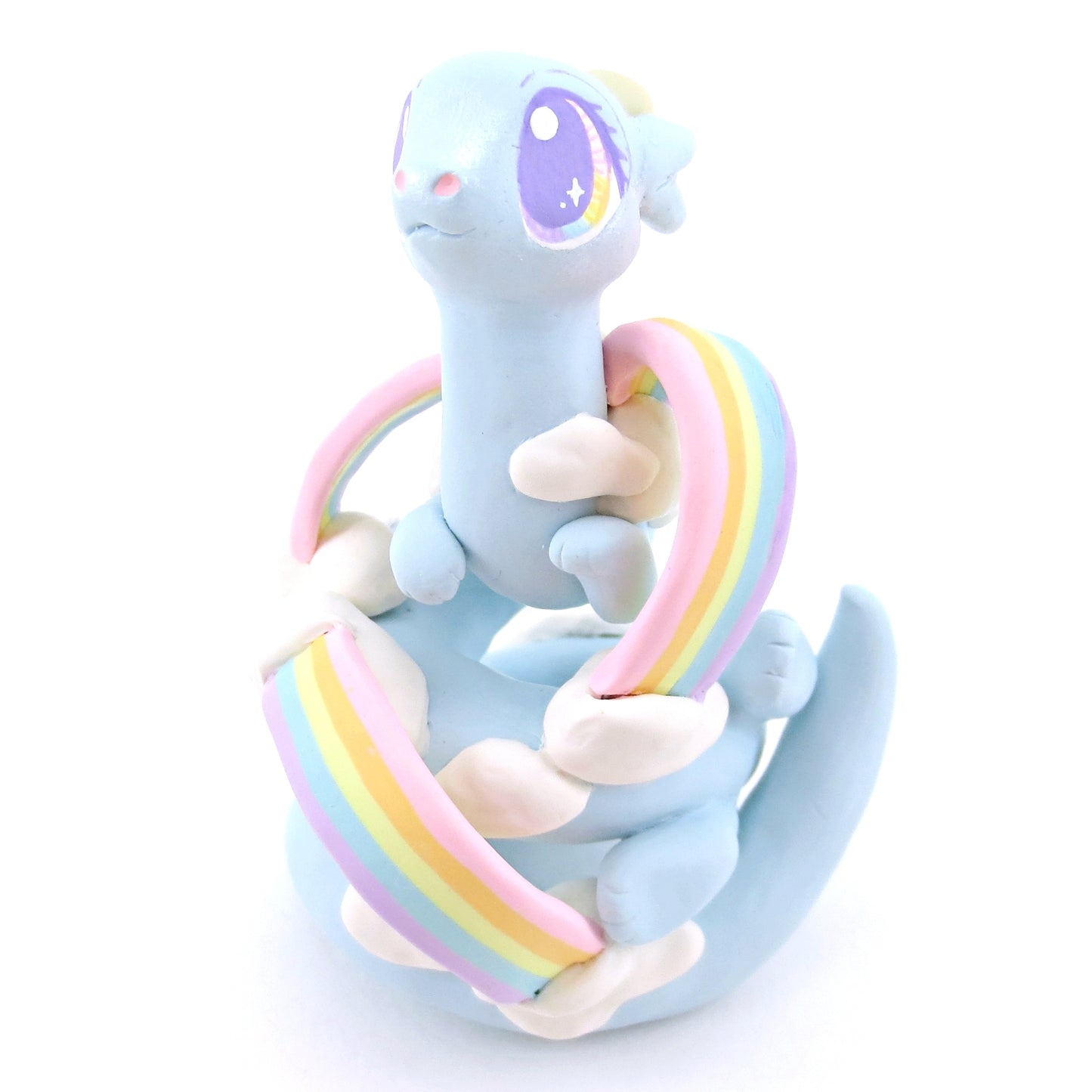 "Rainbow Dreamer" Cloud Noodle Dragon Figurine - Polymer Clay Animals