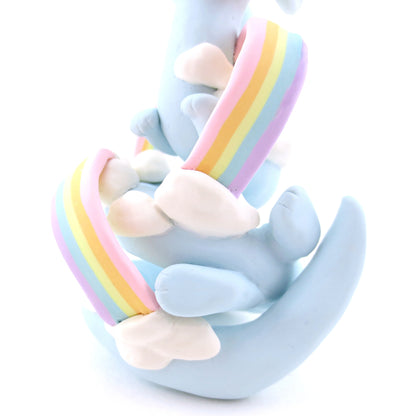 "Rainbow Dreamer" Cloud Noodle Dragon Figurine - Polymer Clay Animals