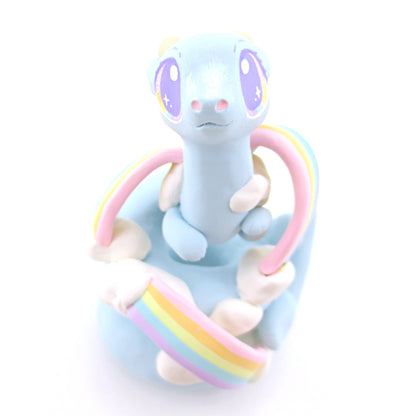 "Rainbow Dreamer" Cloud Noodle Dragon Figurine - Polymer Clay Animals