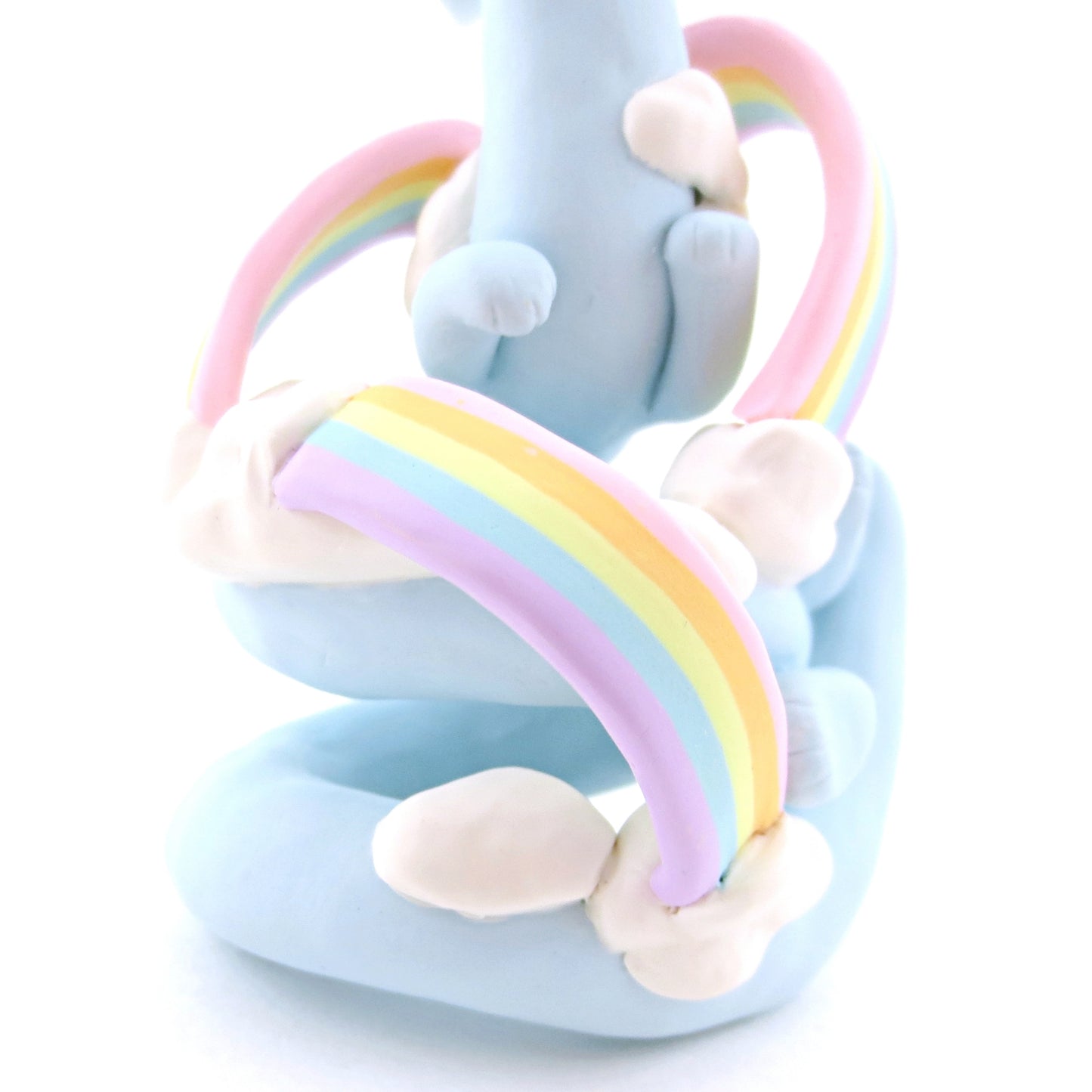 "Rainbow Dreamer" Cloud Noodle Dragon Figurine - Polymer Clay Animals