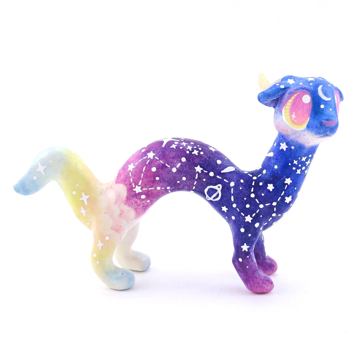 Night Sky Galaxy Sunset Noodle Dragon Figurine - Polymer Clay Animals