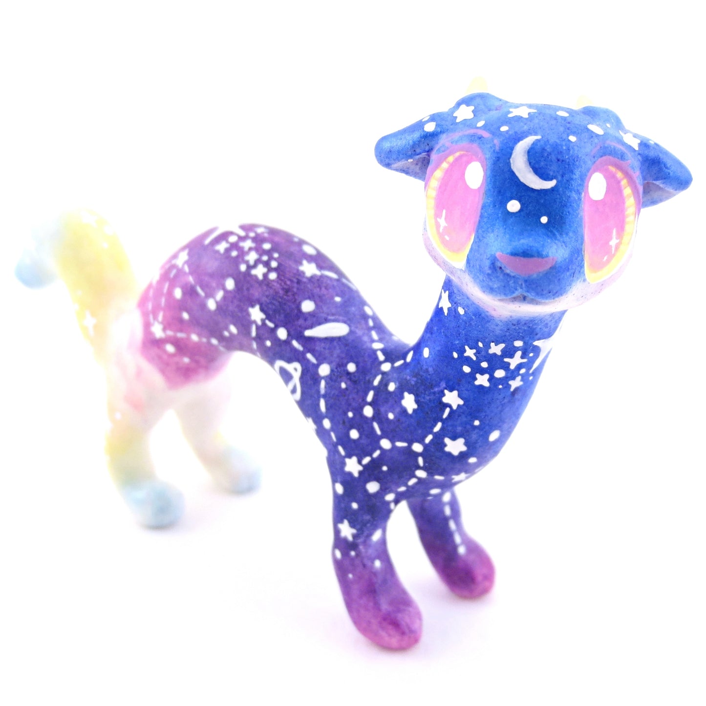 Night Sky Galaxy Sunset Noodle Dragon Figurine - Polymer Clay Animals